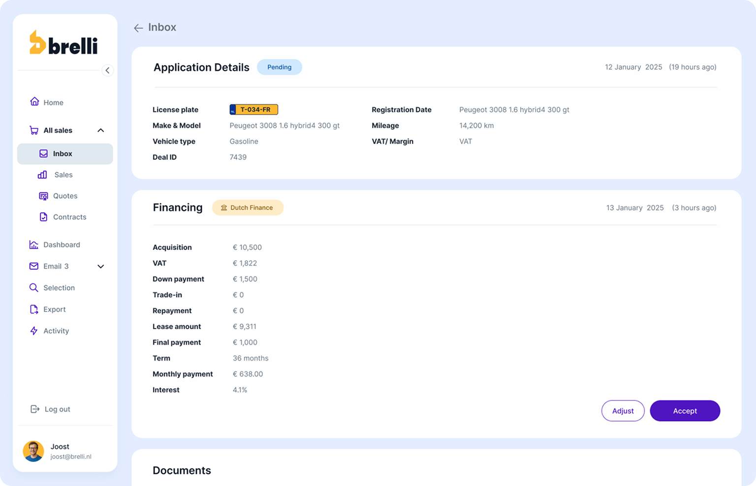 Application Inbox Detail View