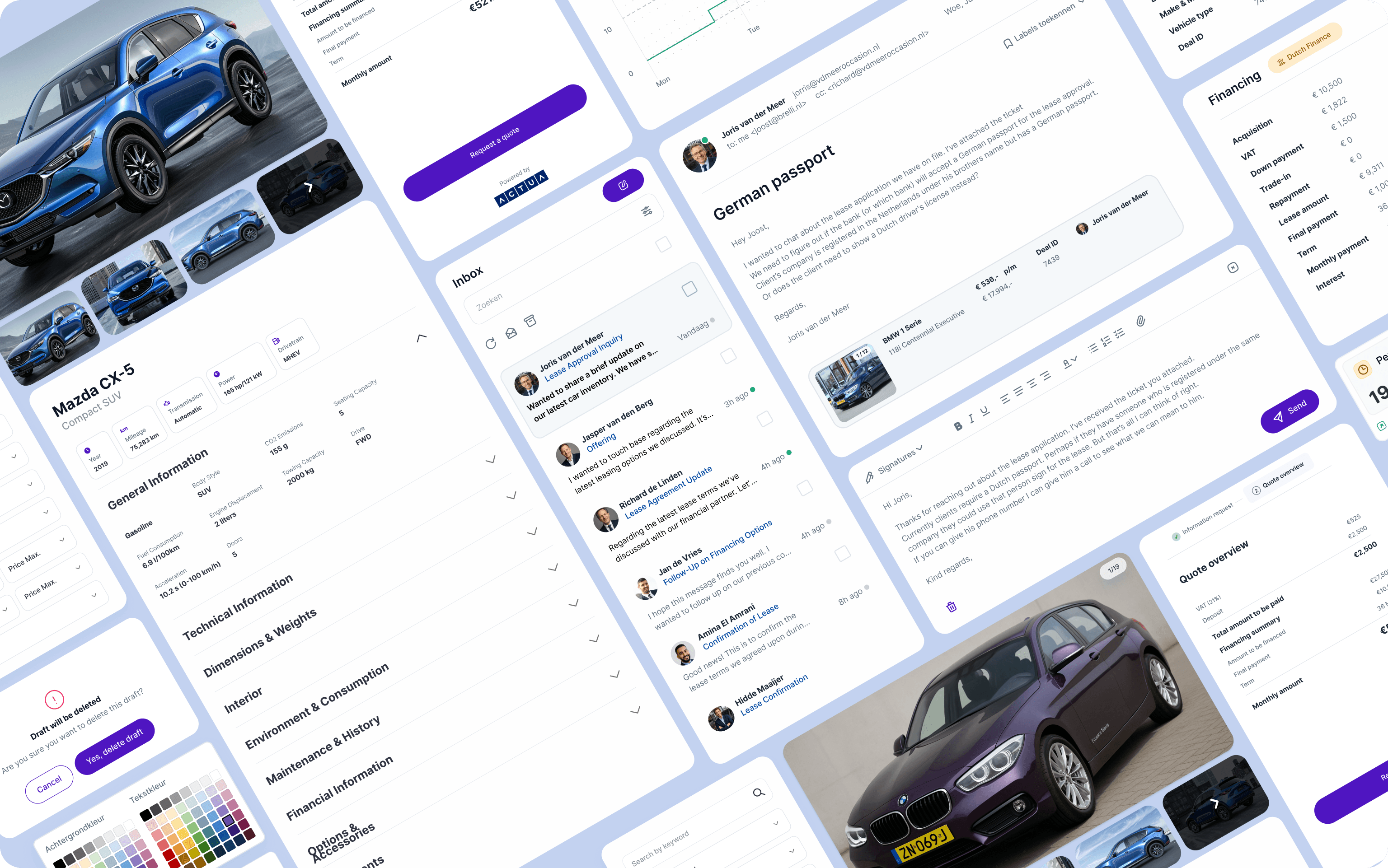 Automotive lease platform UI